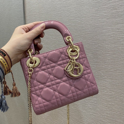 MINI LADY BAG 17 PINK PATENT CALFSKIN