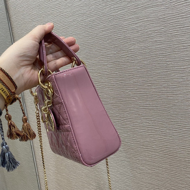 MINI LADY BAG 17 PINK PATENT CALFSKIN