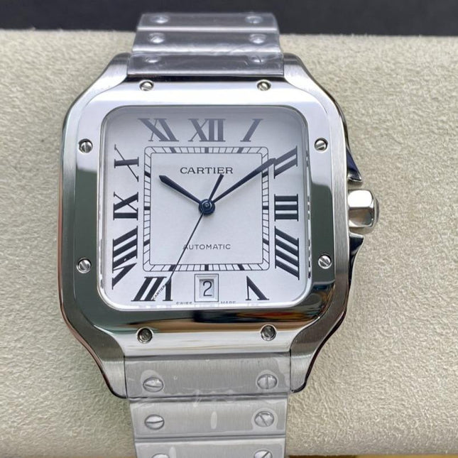 SANTOS DE CARTIE LARGE STEEL CASE WHITE DIAL