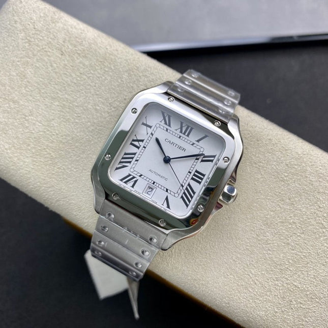 SANTOS DE CARTIE LARGE STEEL CASE WHITE DIAL