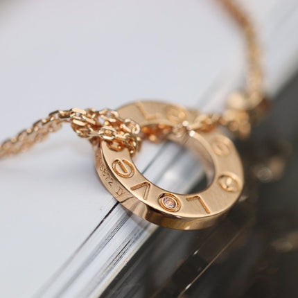 LOVE NECKLACE ADJUSTABLE ROSE GOLD 2 DIAMOND