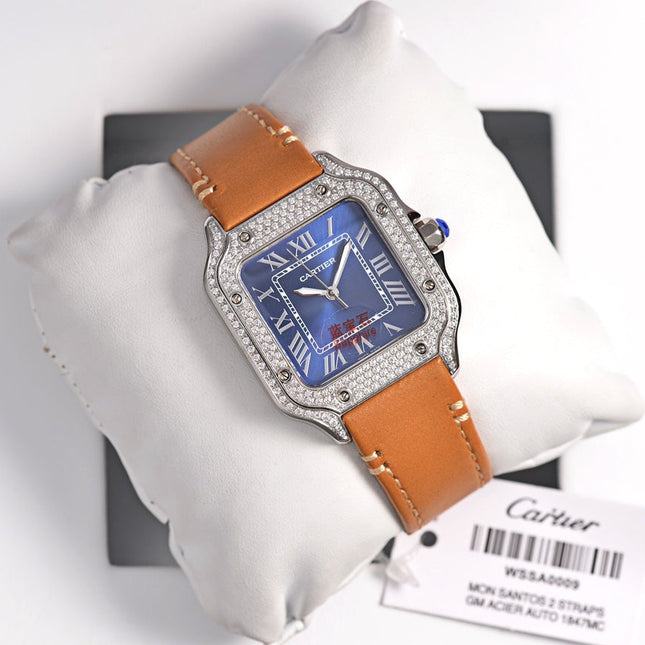 SANTOS LADY 35MM QUARTZ STEEL CASE LEATHER