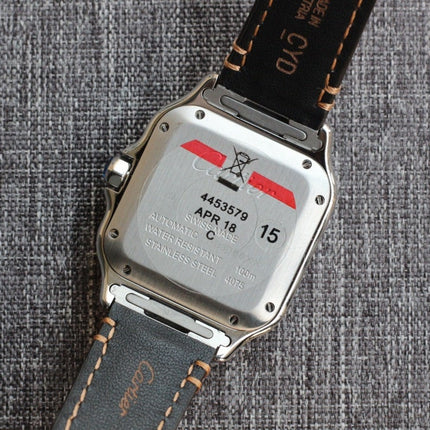 SANTOS 34MM STEEL CASE BROWN LEATHER