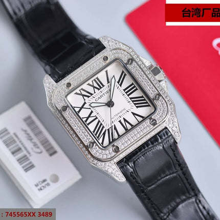 SANTOS 100XL 42MM DIAMOND STEEL CASE