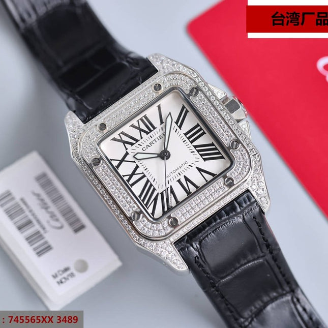 SANTOS 100XL 42MM DIAMOND STEEL CASE