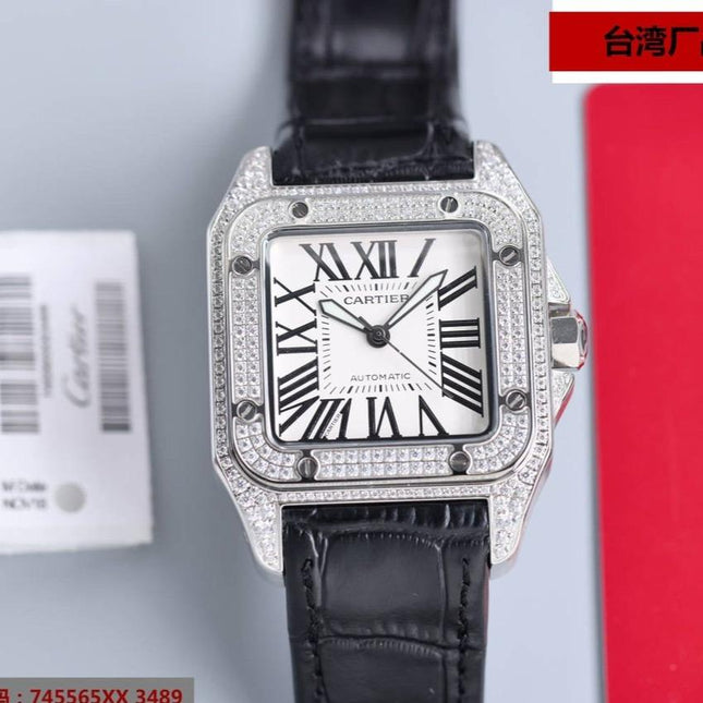 SANTOS 100XL 42MM DIAMOND STEEL CASE