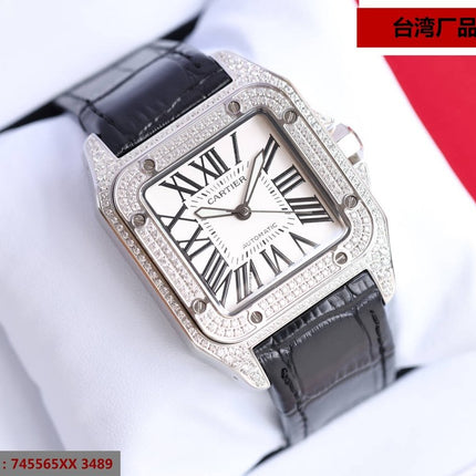 SANTOS 100XL 42MM DIAMOND STEEL CASE