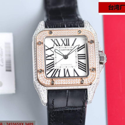 SANTOS 100XL 42MM DIAMOND ROSE GOLD BEZEL