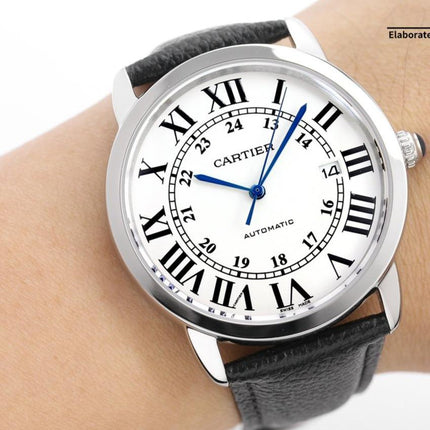 RONDE SOLO DE CARTIE WHITE DIAL BLACK LEATHER