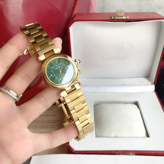 CARTIE PASHA 35MM QUARTZ GOLD CASE BLUE DIAL