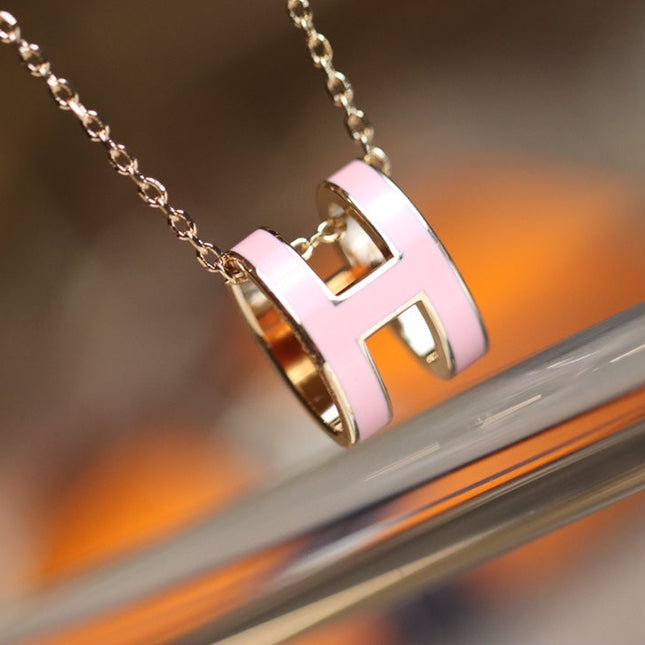 NECKLACE POP H PEDANT PINK GOLD