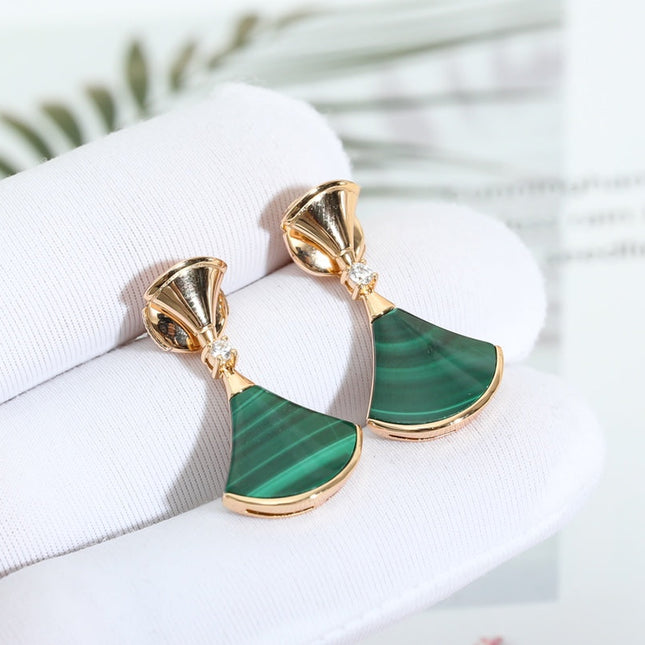 DREAM MALACHITE PINK GOLD EARRINGS