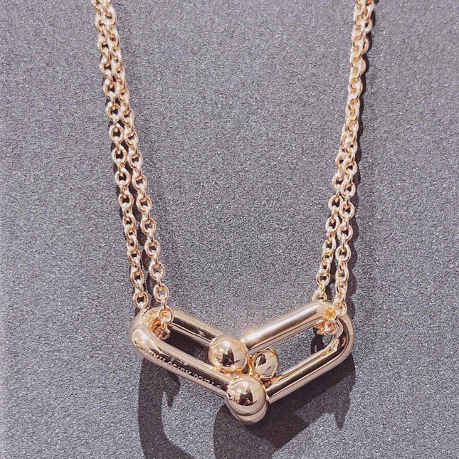 HARDWEAR DOUBLE LINK PEDANT PINK GOLD NECKLACE