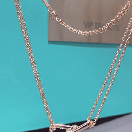 HARDWEAR DOUBLE LINK PEDANT PINK GOLD NECKLACE