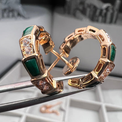 SERPENTI MALACHITE PINK GOLD EARRINGS