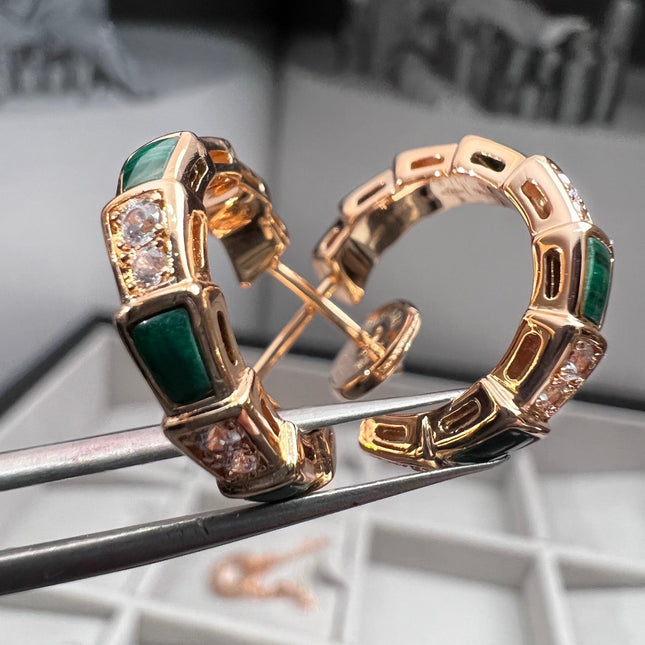 SERPENTI MALACHITE PINK GOLD EARRINGS