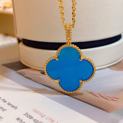 CLOVER GOLD TURQUOISE NECKLACE