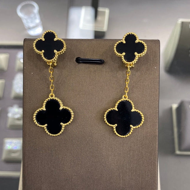 CLOVER 2 MOTIFS GOLD EARRINGS