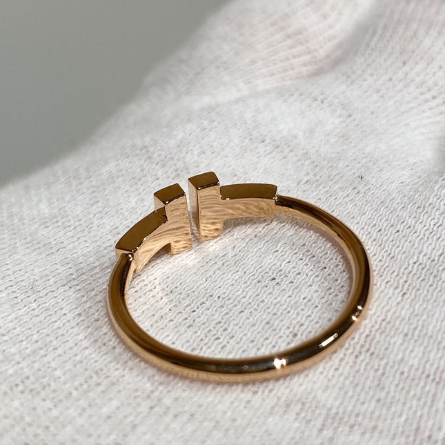 T WIRE RING FULL DIAMOND PINK GOLD