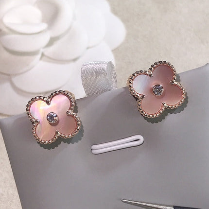 CLOVER PINK GOLD MOP EARRINGS