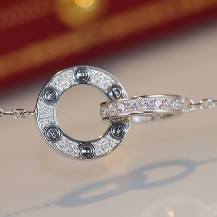 LOVE DOUBLE RING DIAMOND NECKLACE