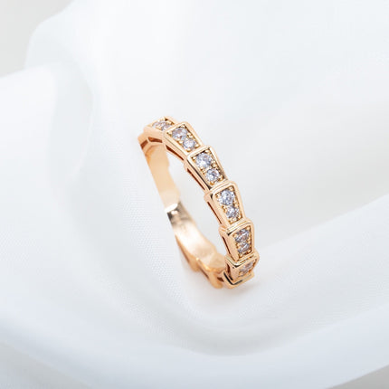 SERPENTI RING PINK GOLD DIAMOND PAVED 3MM