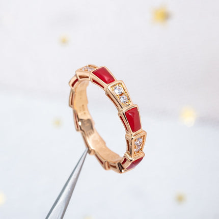 SERPENTI RING PINK GOLD CARNELIAN DIAMOND 3MM