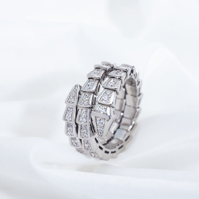 SERPENTI RING SILVER DIAMOND DOUBLE ROW