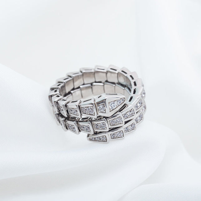 SERPENTI RING SILVER DIAMOND DOUBLE ROW