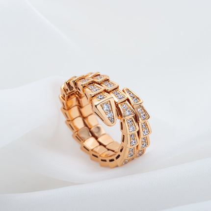 SERPENTI RING PINK GOLD DIAMOND DOUBLE ROW