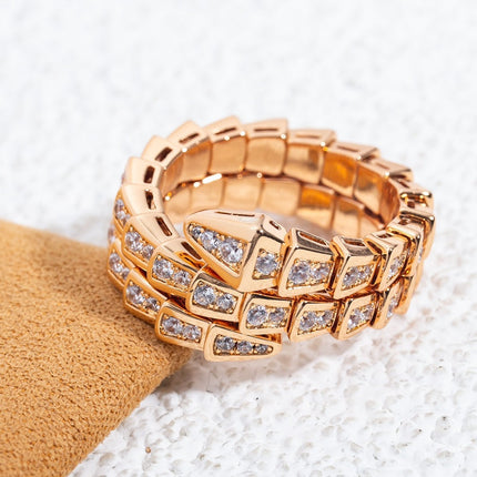 SERPENTI RING PINK GOLD DIAMOND DOUBLE ROW