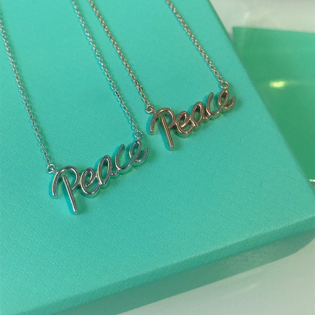 PEACE TEXT PEDANT NECKLACE