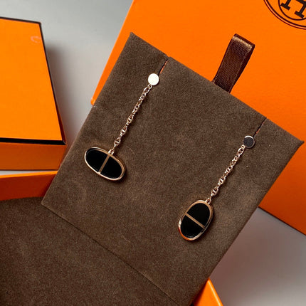 CHAINE VERSO BLACK CERAMIC EARRINGS