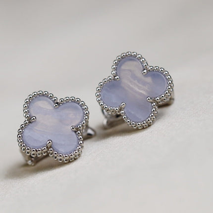 VINTAGE CLOVER SILVER MOP EARRINGS