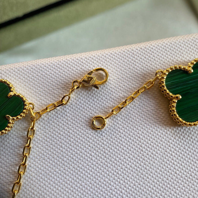 CLOVER BRACELET 5 MOTIFS MALACHITE GOLD