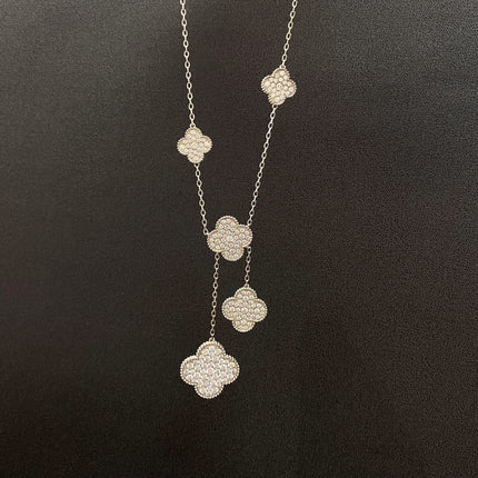 CLOVER 6 MOTIFS SILVER DIAMONDS NECKLACES