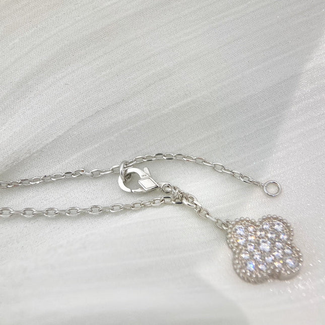 CLOVER 6 MOTIFS SILVER DIAMONDS NECKLACES