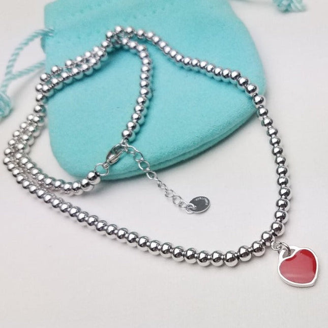 HEART PEDANT SILVER BALL CHAIN NECKLACE