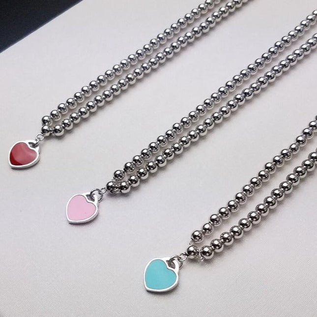 HEART PEDANT SILVER BALL CHAIN NECKLACE