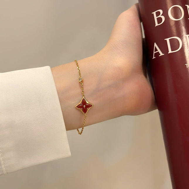 COLOR STAR CARNELIAN PINK GOLD DIAMOND BRACELET