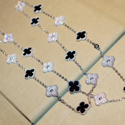 CLOVER 20 MOTIFS ONYX DIAMOND SILVER