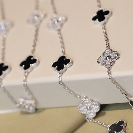 CLOVER 20 MOTIFS ONYX DIAMOND SILVER