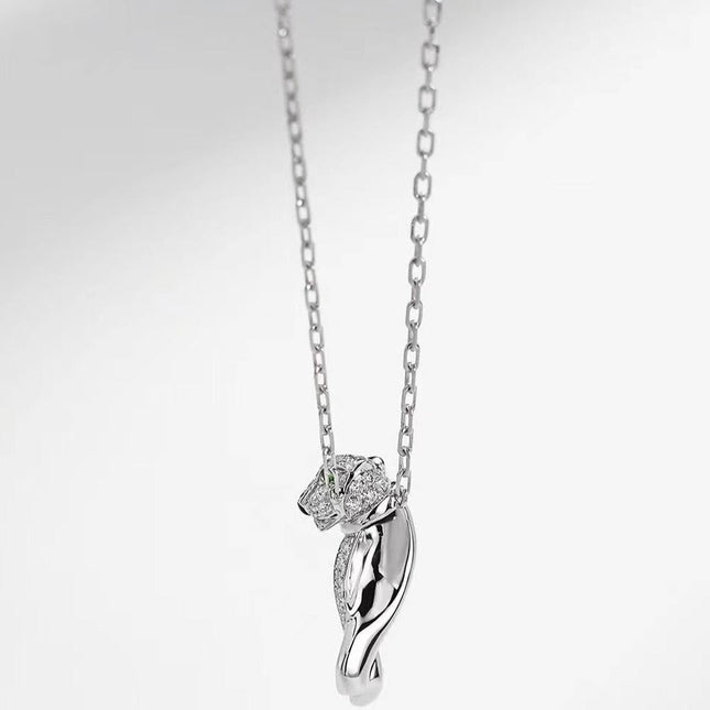 PANTHERE PEDANT SILVER DIAMOND NECKLACE