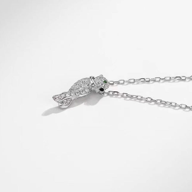 PANTHERE PEDANT SILVER DIAMOND NECKLACE