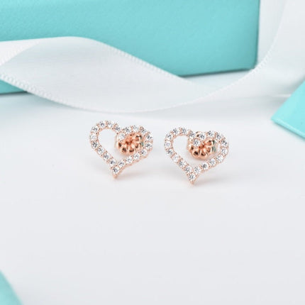 OPEN HEART STUD DIAMOND EARRINGS