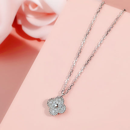 CLOVER SILVER DIAMOND NECKLACE