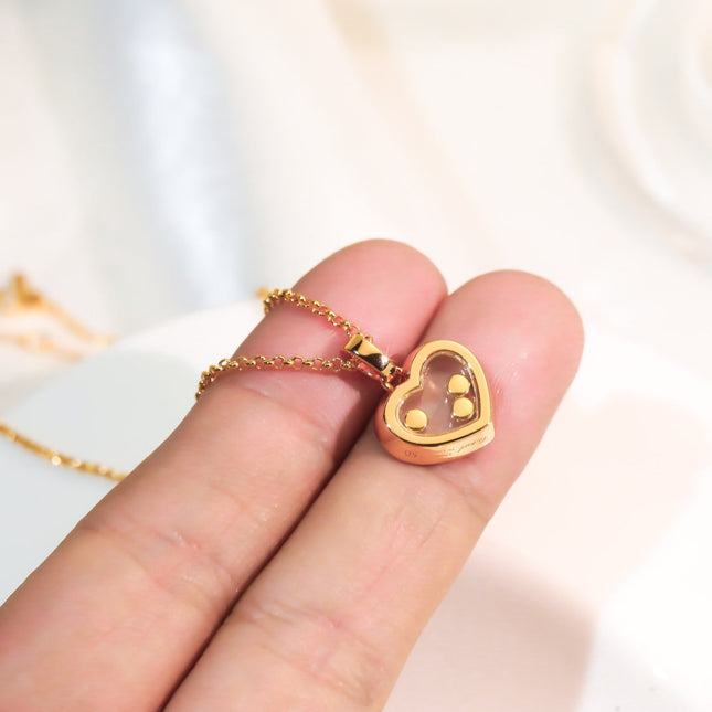 HEART PEDANT DIAMOND PINK GOLD NECKLACE