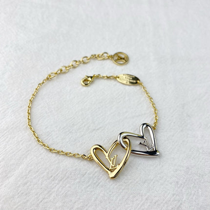 LV LOGO DOUBLE HEART BRACELET