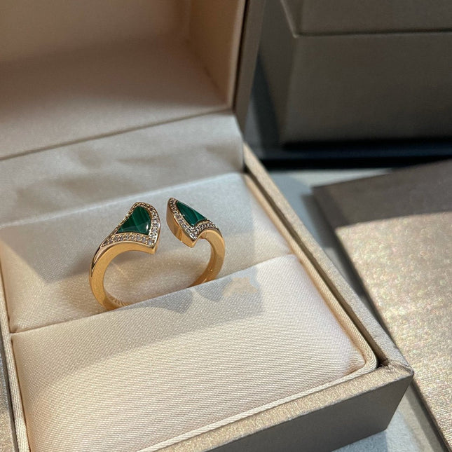 DREAM MALACHITE DIAMOND OPEN RING