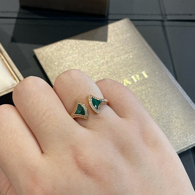 DREAM MALACHITE DIAMOND OPEN RING